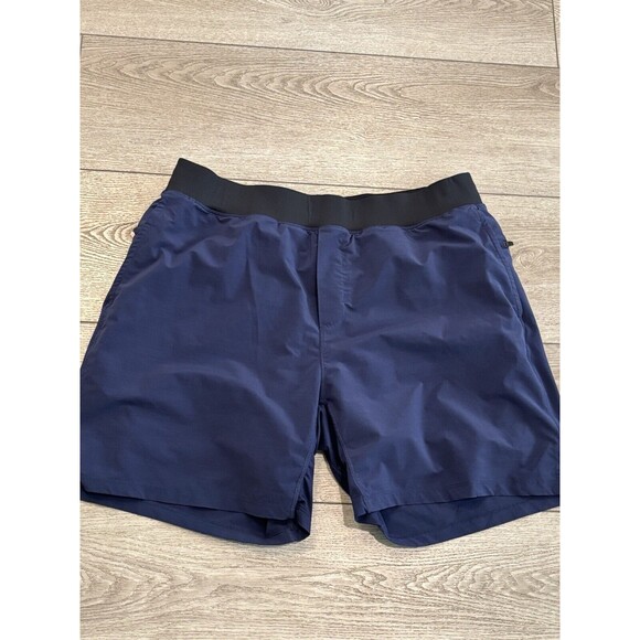 Fabletics Shorts Mens 2XL XXL Blue Black The Franchise Activewear Lined Gym - Picture 1 of 8